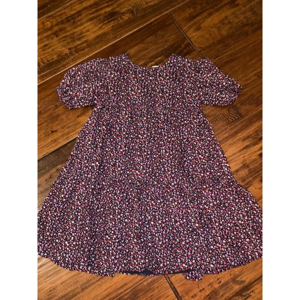 Gap Purple & Navy Floral Puff-Sleeve Tiered Dress, Vintage Sz 5 Cottage